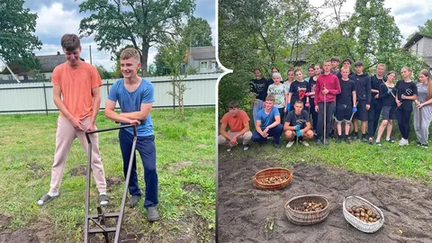 Волинські ліцеїсти викопали картоплю матері мобілізованого бійця